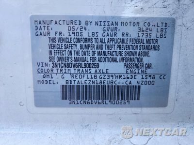 Zdjęcie 12 z 12 samochodu: 2024 NISSAN VERSA S VIN:3N1CN8DV6RL900259 - miniatura