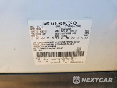 Zdjęcie 13 z 13 samochodu: 2015 FORD EXPLORER XLT VIN:1FM5K7D86FGC58950 - miniatura