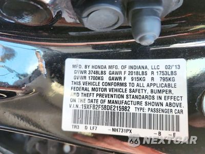 Zdjęcie 13 z 13 samochodu: 2013 HONDA CIVIC LX VIN:19XFB2F58DE215982 - miniatura