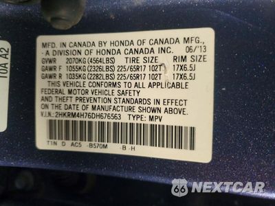 Zdjęcie 13 z 13 samochodu: 2013 HONDA CR-V EXL VIN:2HKRM4H76DH676563 - miniatura