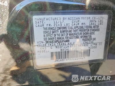 Zdjęcie 12 z 12 samochodu: 2018 NISSAN SENTRA SV VIN:3N1AB7AP5JL614469 - miniatura