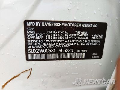 Zdjęcie 12 z 12 samochodu: 2012 BMW X5 XDRIVE35D VIN:5UXZW0C58CL666280 - miniatura