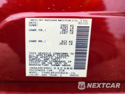 Zdjęcie 12 z 12 samochodu: 2015 NISSAN LEAF S VIN:1N4AZ0CP0FC332388 - miniatura