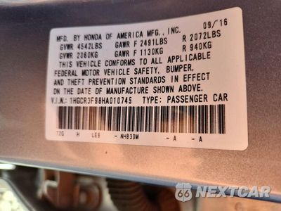 Zdjęcie 12 z 12 samochodu: 2017 HONDA ACCORD TOURING VIN:1HGCR3F98HA010745 - miniatura