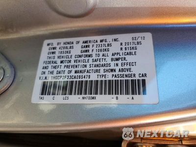 Zdjęcie 12 z 12 samochodu: 2012 HONDA ACCORD LX VIN:1HGCP2F33CA095479 - miniatura