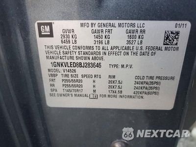 Zdjęcie 13 z 13 samochodu: 2011 CHEVROLET TRAVERSE LTZ VIN:1GNKVLED8BJ283646 - miniatura