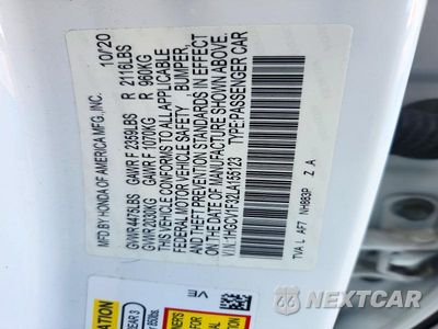 Zdjęcie 12 z 12 samochodu: 2020 HONDA ACCORD SPORT VIN:1HGCV1F32LA155123 - miniatura