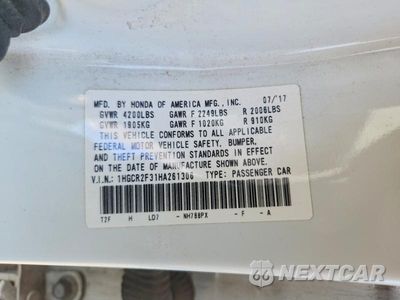 Zdjęcie 12 z 12 samochodu: 2017 HONDA ACCORD LX VIN:1HGCR2F31HA261306 - miniatura