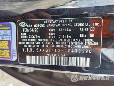 Zdjęcie 12 z 12 samochodu: 2020 KIA OPTIMA SPECIAL EDITION VIN:5XXGT4L32LG439190 - miniatura