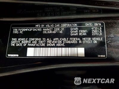Zdjęcie 13 z 13 samochodu: 2015 VOLVO S60 PREMIER VIN:YV126MFK2F1342165 - miniatura