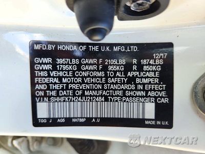 Zdjęcie 12 z 12 samochodu: 2018 HONDA CIVIC LX VIN:SHHFK7H24JU212484 - miniatura
