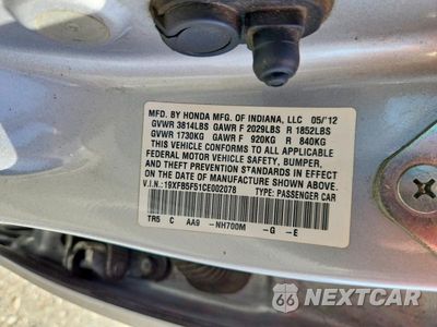 Zdjęcie 12 z 12 samochodu: 2012 HONDA CIVIC NATURAL GAS VIN:19XFB5F51CE002078 - miniatura