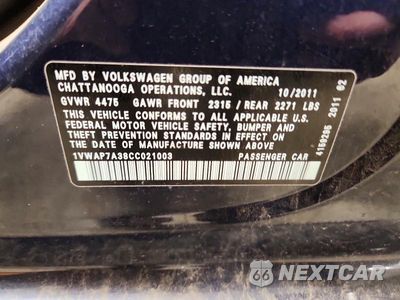 Zdjęcie 12 z 12 samochodu: 2012 VOLKSWAGEN PASSAT S VIN:1VWAP7A38CC021003 - miniatura