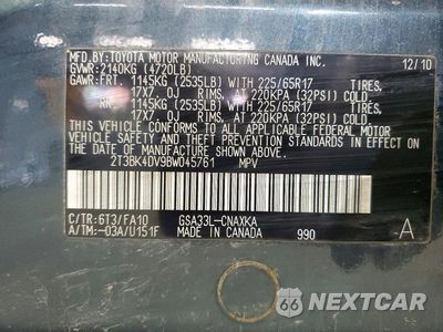 Zdjęcie 13 z 13 samochodu: 2011 TOYOTA RAV4 BASE VIN:2T3BK4DV9BW045761 - miniatura