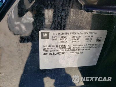 Zdjęcie 12 z 12 samochodu: 2018 CHEVROLET IMPALA LT VIN:2G1105S31J9103596 - miniatura