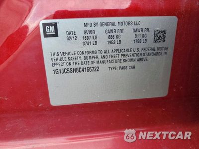Zdjęcie 12 z 12 samochodu: 2012 CHEVROLET SONIC LT VIN:1G1JC5SH8C4166722 - miniatura