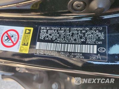 Zdjęcie 12 z 12 samochodu: 2012 LEXUS CT 200 VIN:JTHKD5BH3C2080320 - miniatura
