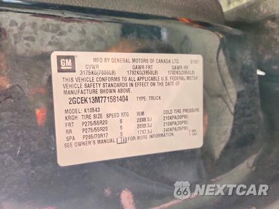 Zdjęcie 12 z 12 samochodu: 2007 CHEVROLET SILVERADO K1500 CREW CAB VIN:2GCEK13M771581404 - miniatura