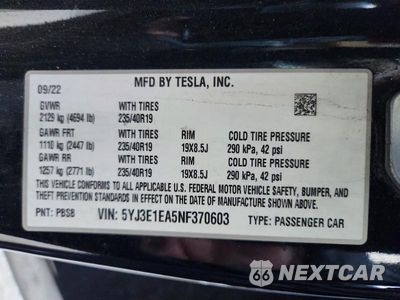 Zdjęcie 12 z 12 samochodu: 2022 TESLA MODEL 3 VIN:5YJ3E1EA5NF370603 - miniatura