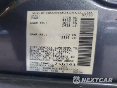 Zdjęcie 12 z 12 samochodu: 2020 NISSAN ALTIMA S VIN:1N4BL4BW6LC256161 - miniatura