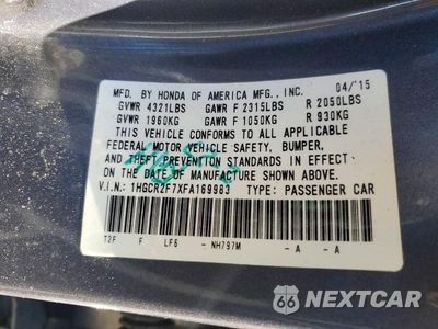 Zdjęcie 12 z 12 samochodu: 2015 HONDA ACCORD EX VIN:1HGCR2F7XFA169983 - miniatura