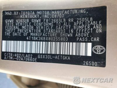 Zdjęcie 13 z 13 samochodu: 2008 TOYOTA AVALON XLS VIN:4T1BK36BX8U255803 - miniatura