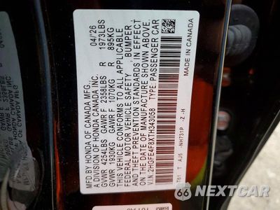 Zdjęcie 12 z 12 samochodu: 2026 HONDA CIVIC SPORT VIN:2HGFE4F8XTH343058 - miniatura