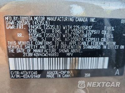 Zdjęcie 13 z 13 samochodu: 2012 TOYOTA RAV4 BASE VIN:2T3BF4DV4CW246893 - miniatura