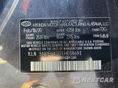 Zdjęcie 13 z 13 samochodu: 2020 HYUNDAI SONATA LIMITED VIN:5NPEH4J27LH038693 - miniatura
