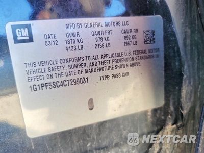 Zdjęcie 12 z 12 samochodu: 2012 CHEVROLET CRUZE LT VIN:1G1PF5SC4C7299031 - miniatura