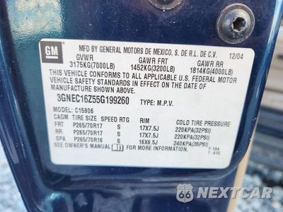 Zdjęcie 14 z 14 samochodu: 2005 CHEVROLET SUBURBAN C1500 VIN:3GNEC16Z55G199260 - miniatura