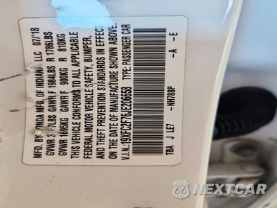 Zdjęcie 13 z 13 samochodu: 2018 HONDA CIVIC EX VIN:19XFC2F76JE206658 - miniatura