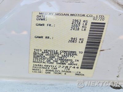 Zdjęcie 12 z 12 samochodu: 2020 NISSAN ALTIMA S VIN:1N4BL4BV1LC228744 - miniatura