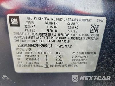 Zdjęcie 14 z 14 samochodu: 2016 GMC TERRAIN SLE VIN:2GKALMEK3G6356204 - miniatura