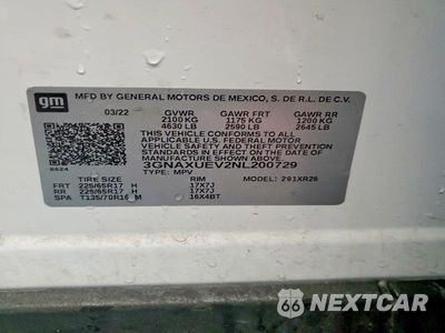 Zdjęcie 12 z 12 samochodu: 2022 CHEVROLET EQUINOX LT VIN:3GNAXUEV2NL200729 - miniatura