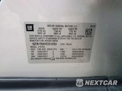 Zdjęcie 12 z 12 samochodu: 2015 GMC SIERRA C1500 VIN:1GTR1TEH7FZ316763 - miniatura