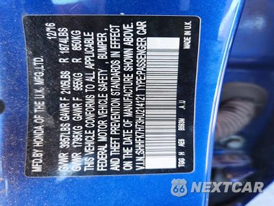 Zdjęcie 12 z 12 samochodu: 2017 HONDA CIVIC EXL VIN:SHHFK7H73HU214121 - miniatura