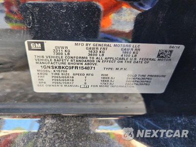 Zdjęcie 13 z 13 samochodu: 2015 CHEVROLET TAHOE K1500 LT VIN:1GNSKBKC9FR154871 - miniatura
