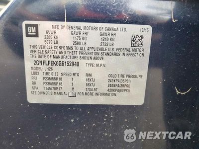 Zdjęcie 13 z 13 samochodu: 2016 CHEVROLET EQUINOX LT VIN:2GNFLFEK6G6152940 - miniatura