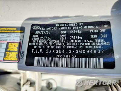 Zdjęcie 12 z 12 samochodu: 2016 KIA OPTIMA EX VIN:5XXGU4L3XGG094932 - miniatura