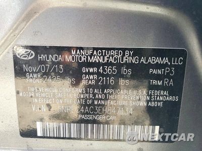 Zdjęcie 12 z 12 samochodu: 2014 HYUNDAI SONATA SE VIN:5NPEC4AC3EH847134 - miniatura