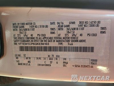 Zdjęcie 12 z 12 samochodu: 2016 FORD F150 SUPERCREW VIN:1FTEW1CP6GKE56103 - miniatura