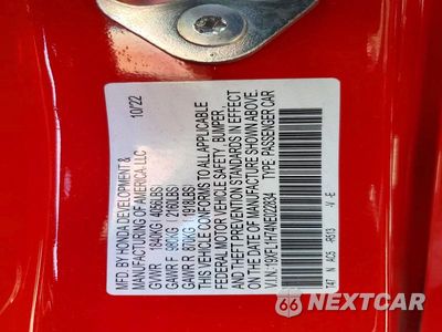 Zdjęcie 12 z 12 samochodu: 2022 HONDA CIVIC EXL VIN:19XFL1H74NE022834 - miniatura
