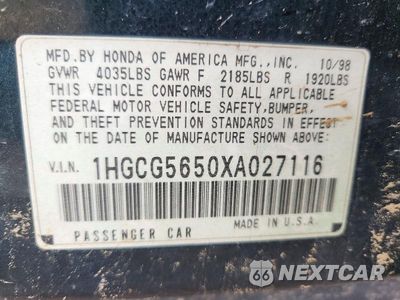 Zdjęcie 12 z 12 samochodu: 1999 HONDA ACCORD EX VIN:1HGCG5650XA027116 - miniatura
