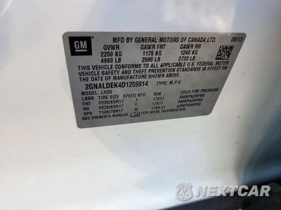 Zdjęcie 13 z 13 samochodu: 2013 CHEVROLET EQUINOX LT VIN:2GNALDEK4D1259914 - miniatura