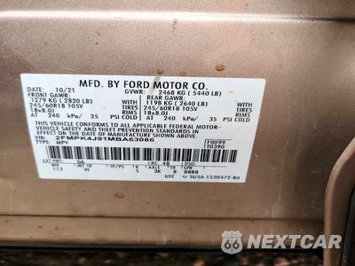 Zdjęcie 13 z 13 samochodu: 2021 FORD EDGE SEL VIN:2FMPK4J91MBA63086 - miniatura