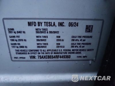 Zdjęcie 12 z 12 samochodu: 2024 TESLA MODEL X VIN:7SAXCBE64RF449360 - miniatura