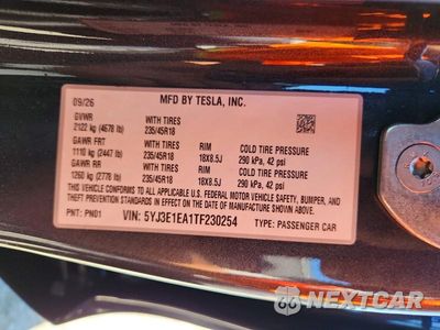 Zdjęcie 13 z 13 samochodu: 2026 TESLA MODEL 3 VIN:5YJ3E1EA1TF230254 - miniatura