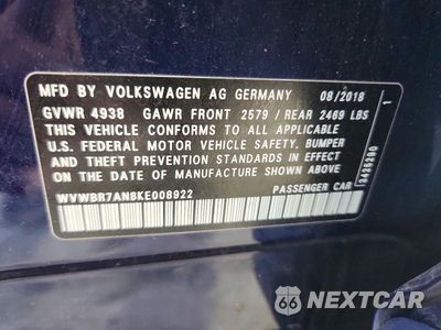 Zdjęcie 12 z 12 samochodu: 2019 VOLKSWAGEN ARTEON SE VIN:WVWBR7AN8KE008922 - miniatura