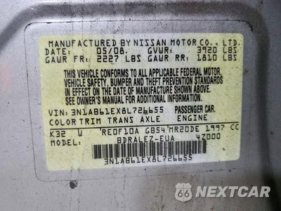 Zdjęcie 13 z 13 samochodu: 2008 NISSAN SENTRA 2.0 VIN:3N1AB61EX8L726655 - miniatura